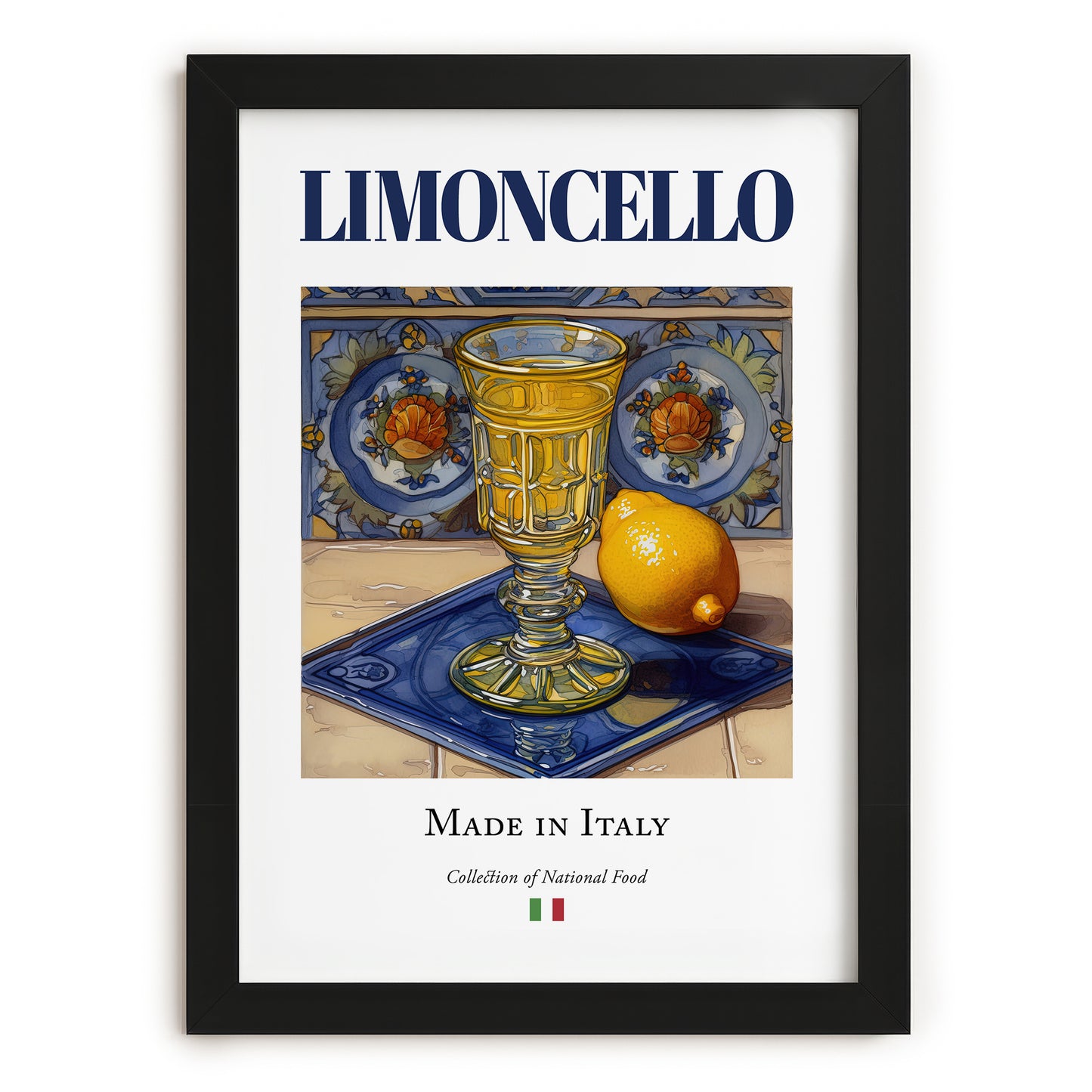Limoncello – Italian Liqueur Drink, Cocktail Lounge Poster, in sleek black frame