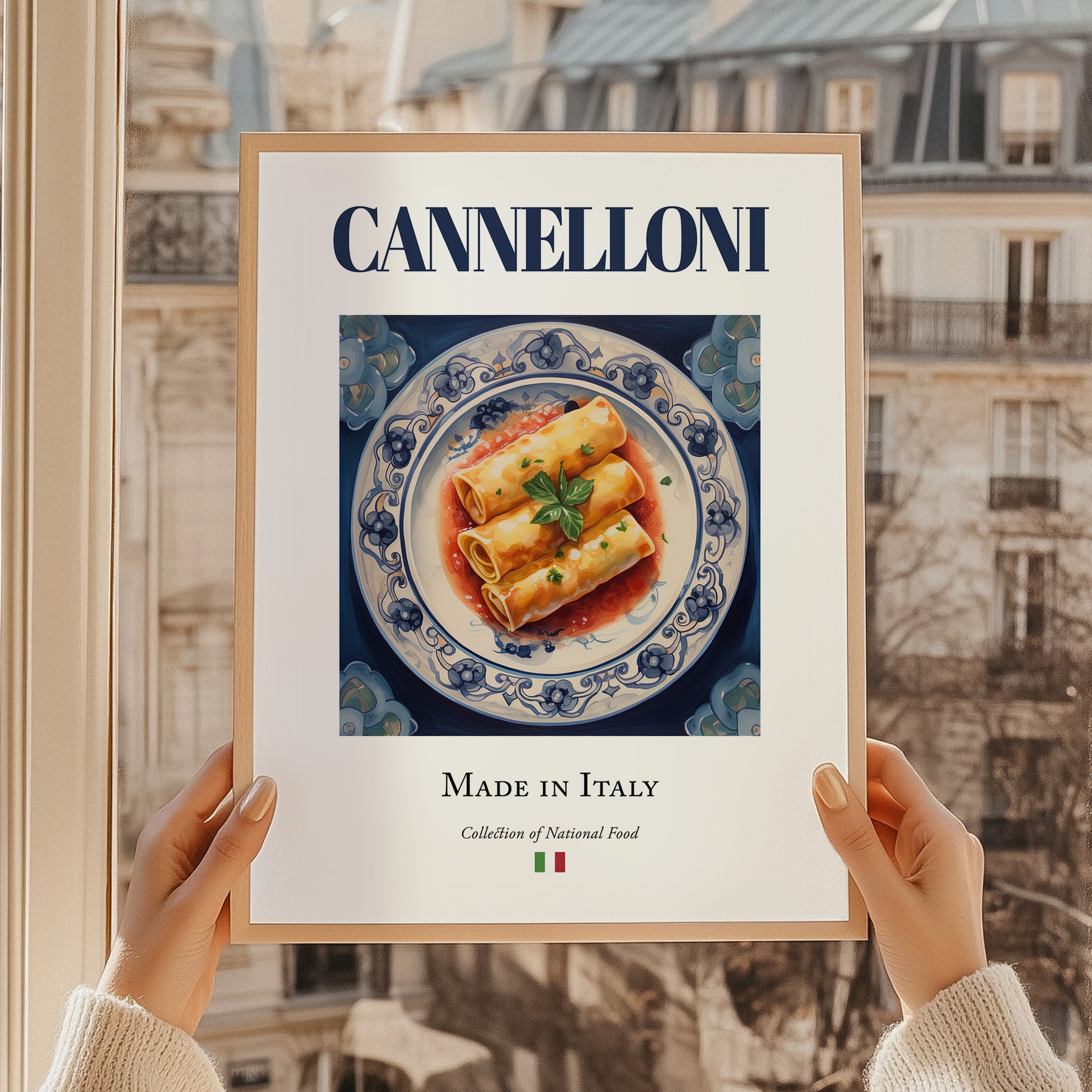 Cannelloni – Italian Pasta, Trattoria Poster, styled in a charming Paris street view
