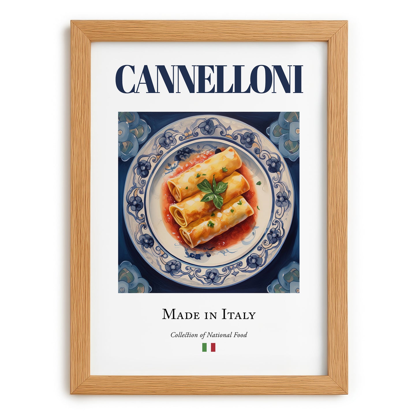 Cannelloni – Italian Pasta, Trattoria Poster, set in oak frame