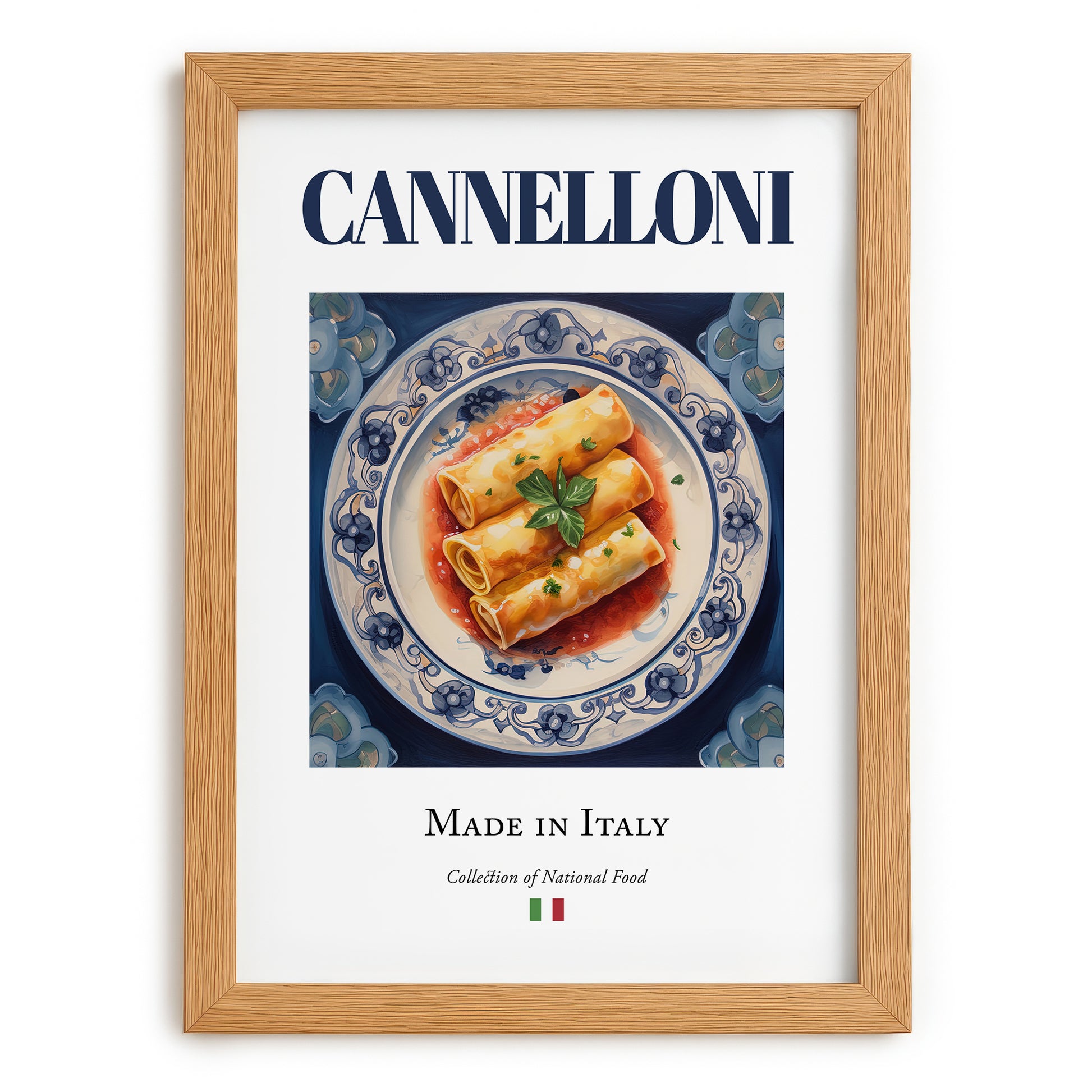 Cannelloni – Italian Pasta, Trattoria Poster, set in oak frame