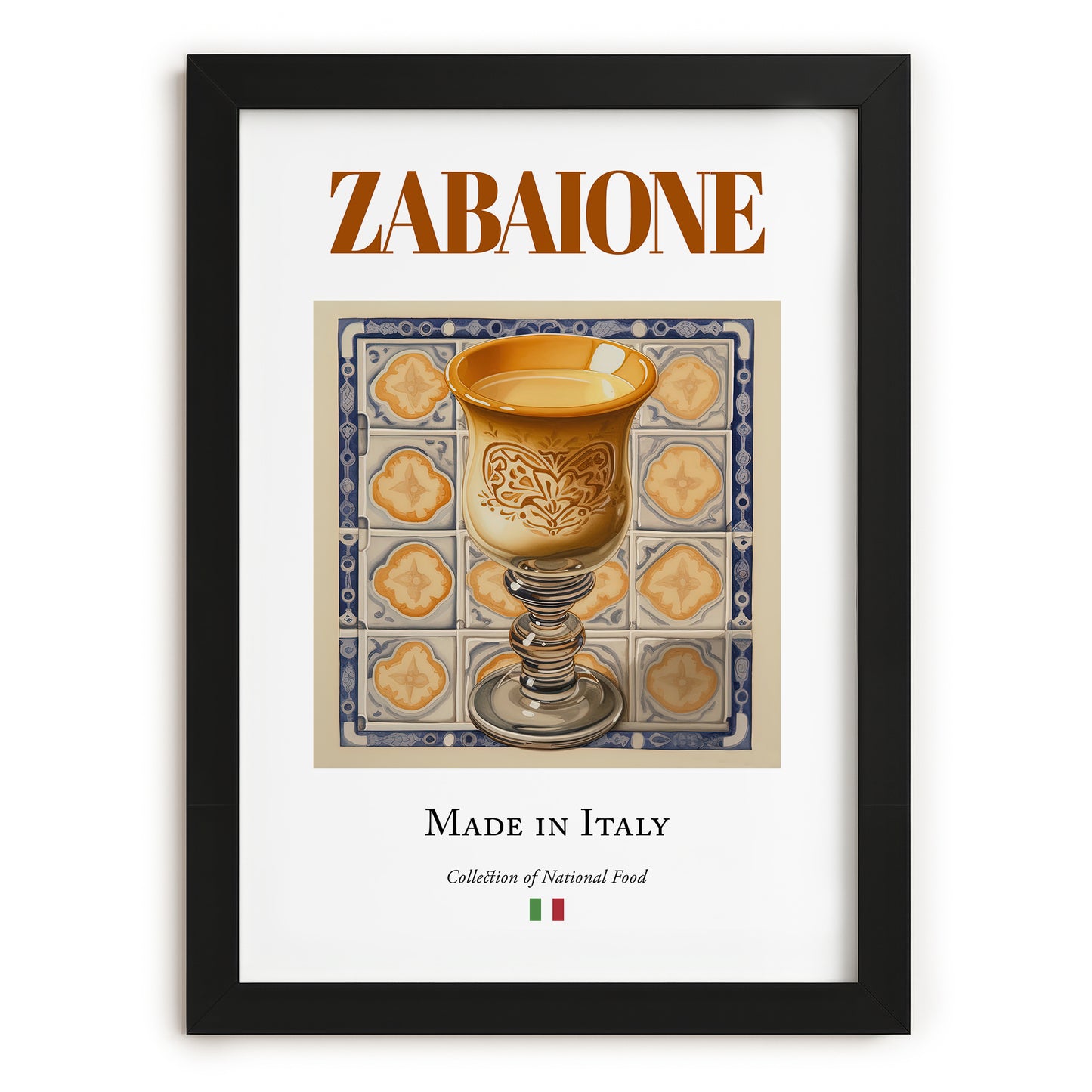 Zabaione – Italian Dessert Dish, Bistro Print, in sleek black frame