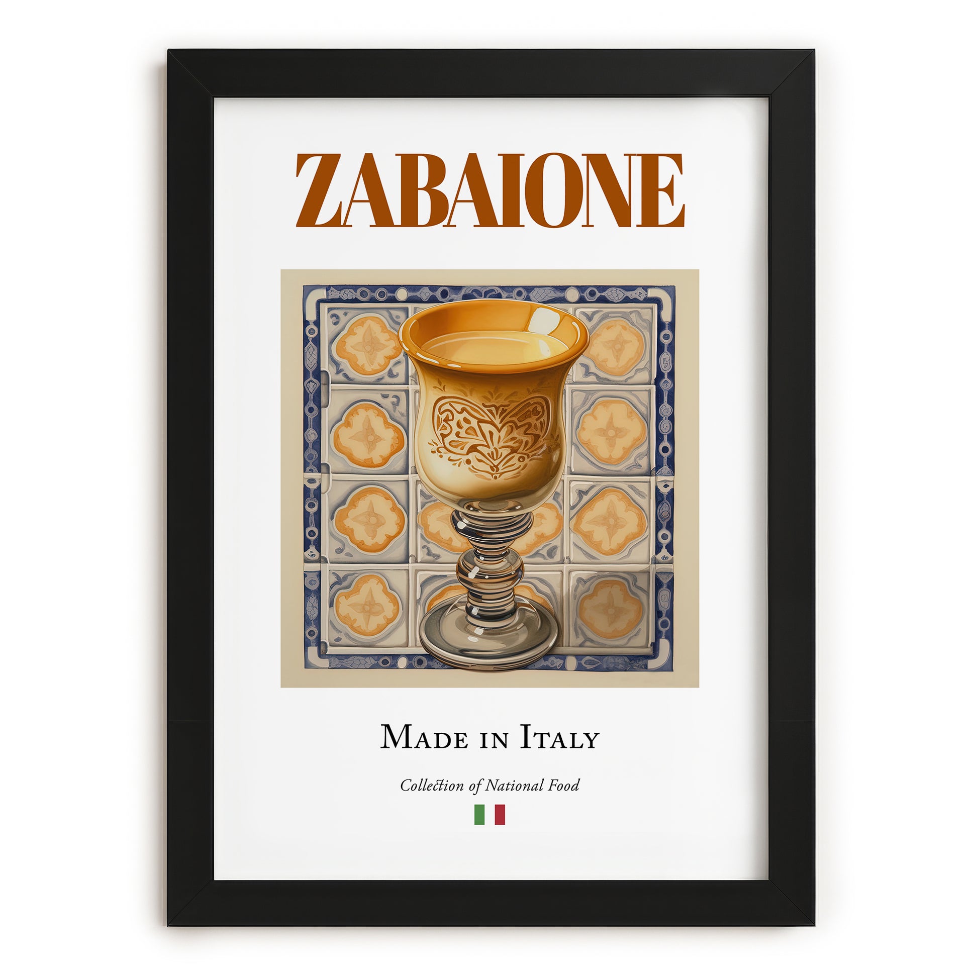 Zabaione – Italian Dessert Dish, Bistro Print, in sleek black frame