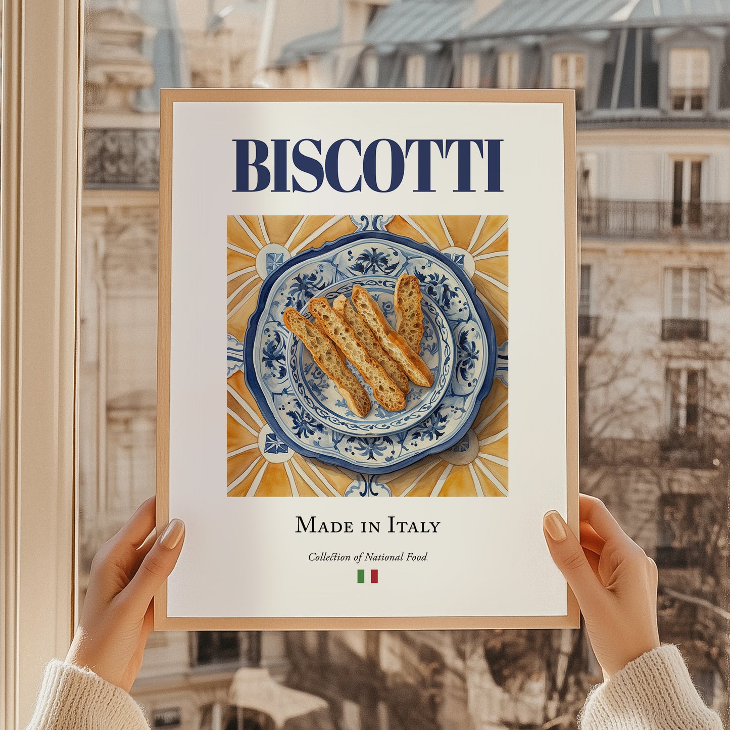Biscotti – Italian Dessert Dish, Tavern Still Life, styled in a charming Paris street view