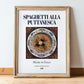 Spaghetti alla Puttanesca – Italian Pasta, Osteria Painting, in wooden frame leaning on the floor