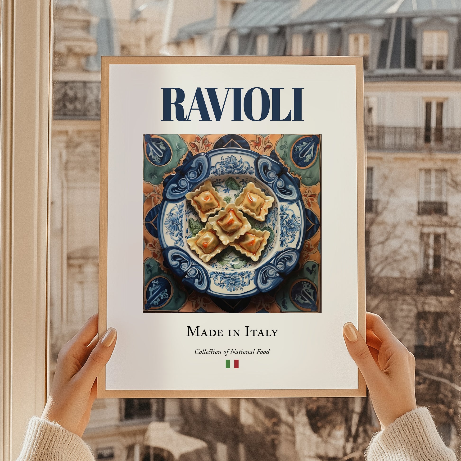 Ravioli – Italian Pasta, Osteria Print, styled in a charming Paris street view