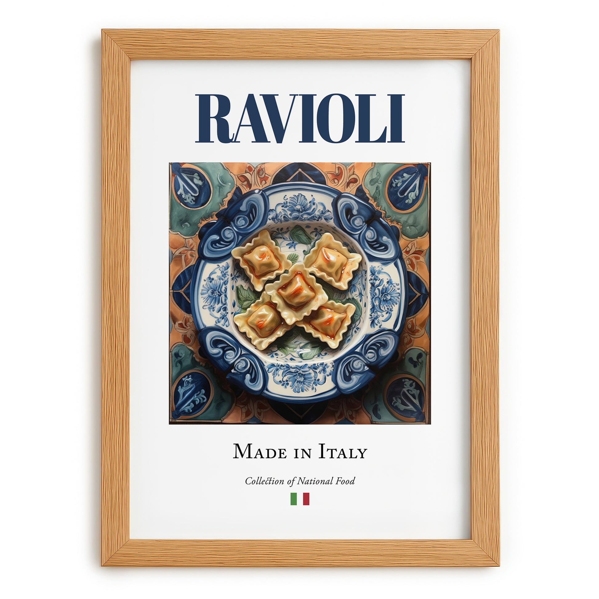 Ravioli – Italian Pasta, Osteria Print, set in oak frame
