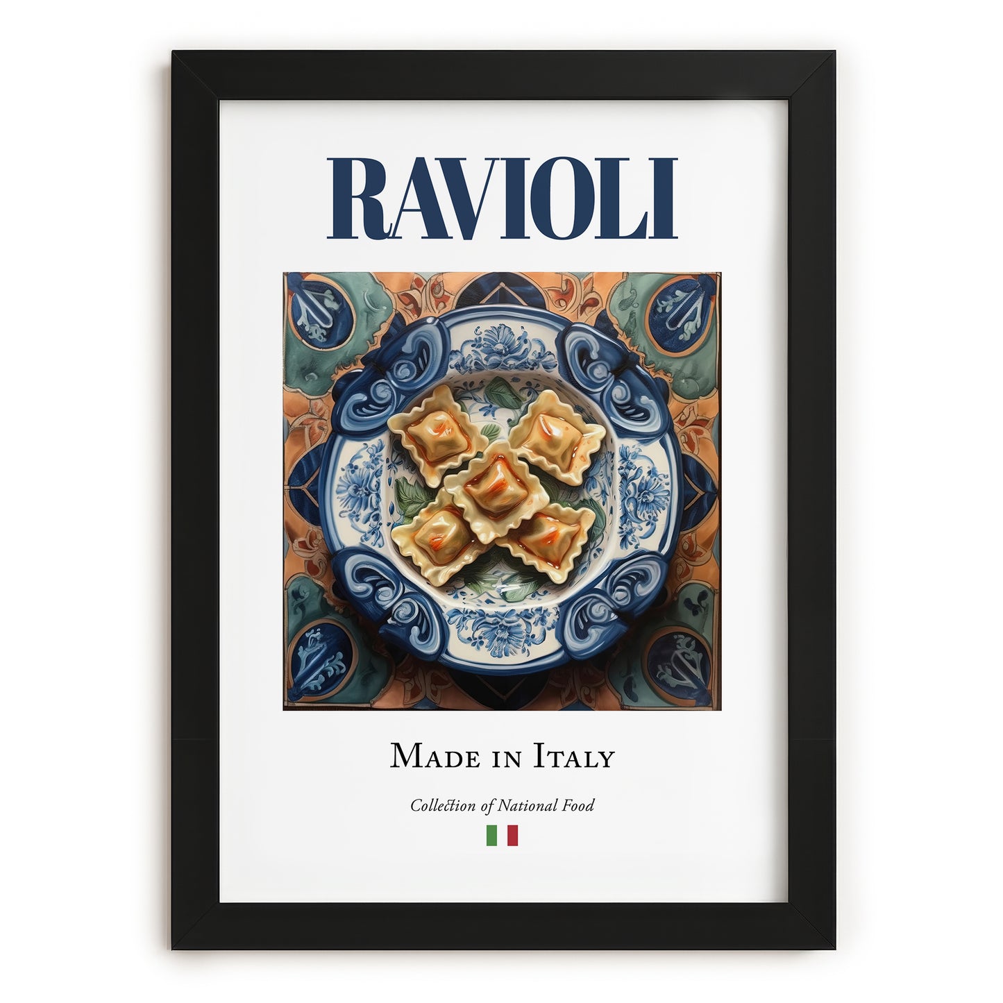 Ravioli – Italian Pasta, Osteria Print, in sleek black frame