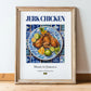Jerk Chicken – Jamaican Meat Dish, Tavern Still Life, in wooden frame leaning on the floor