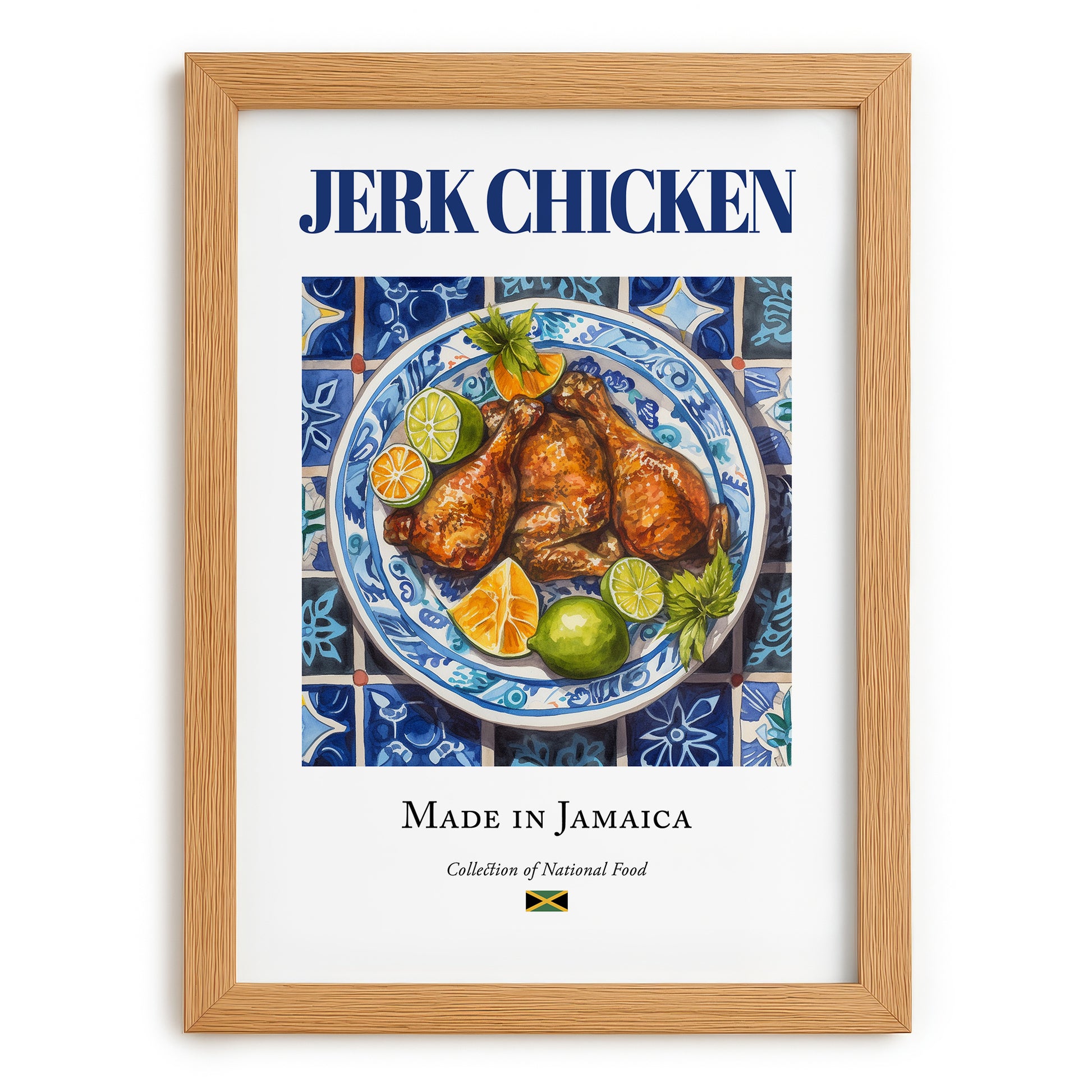 Jerk Chicken – Jamaican Meat Dish, Tavern Still Life, set in oak frame