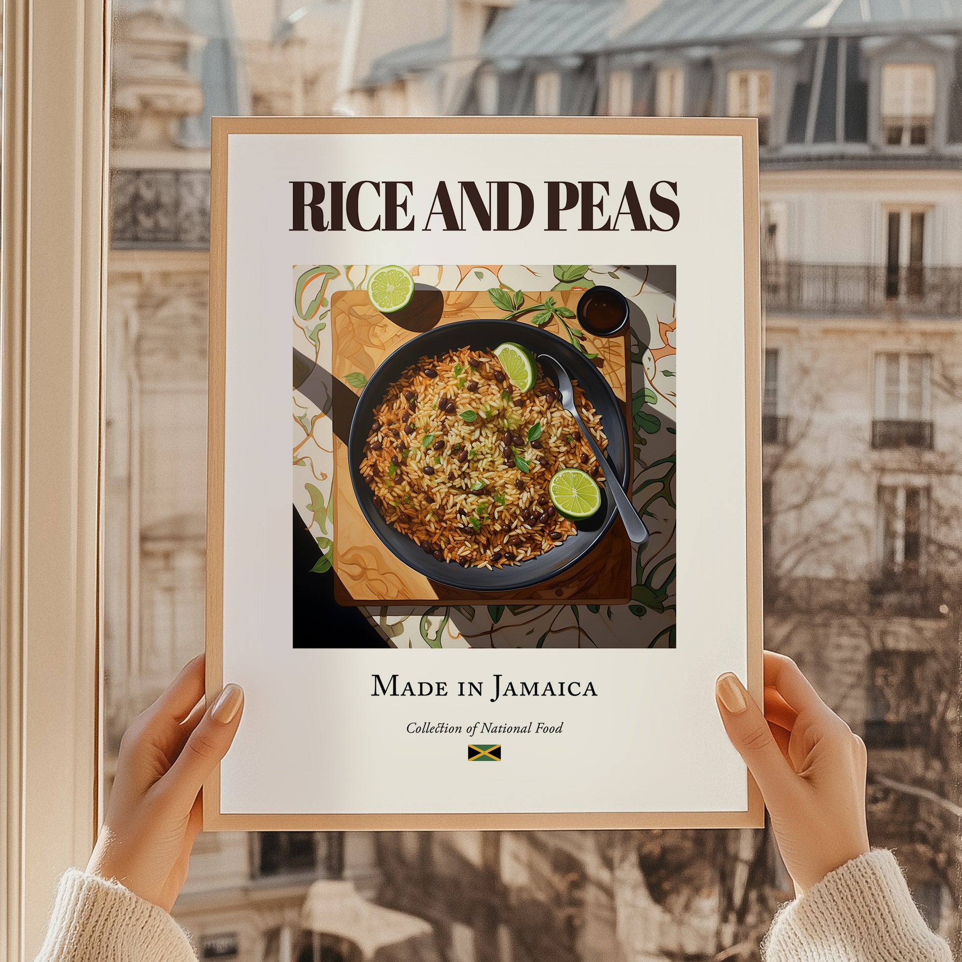Rice and Peas – Jamaican Rice Dish, Food Bar Still Life, styled in a charming Paris street view