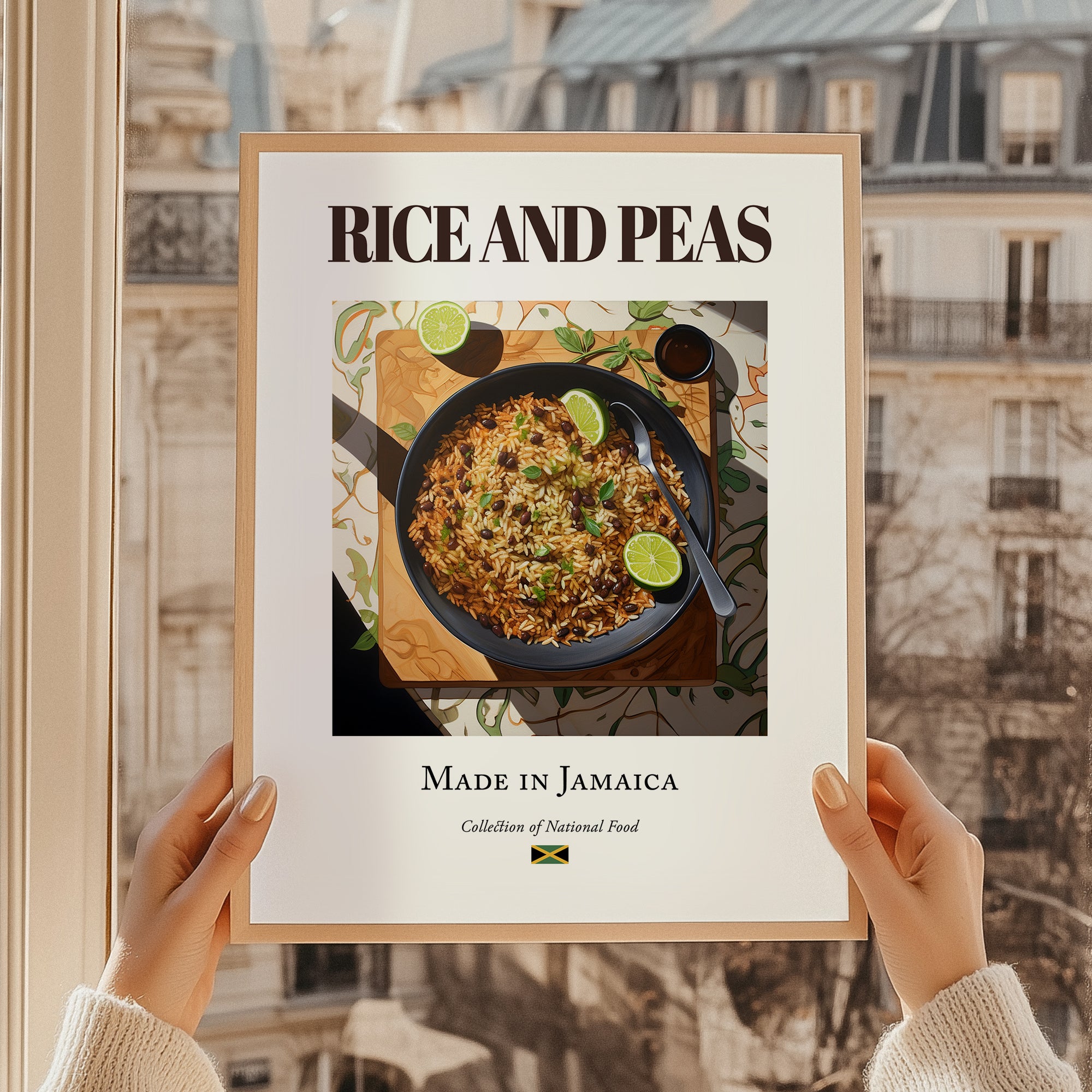 Rice and Peas – Jamaican Rice Dish, Food Bar Still Life, styled in a charming Paris street view
