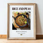 Rice and Peas – Jamaican Rice Dish, Food Bar Still Life, in wooden frame leaning on the floor