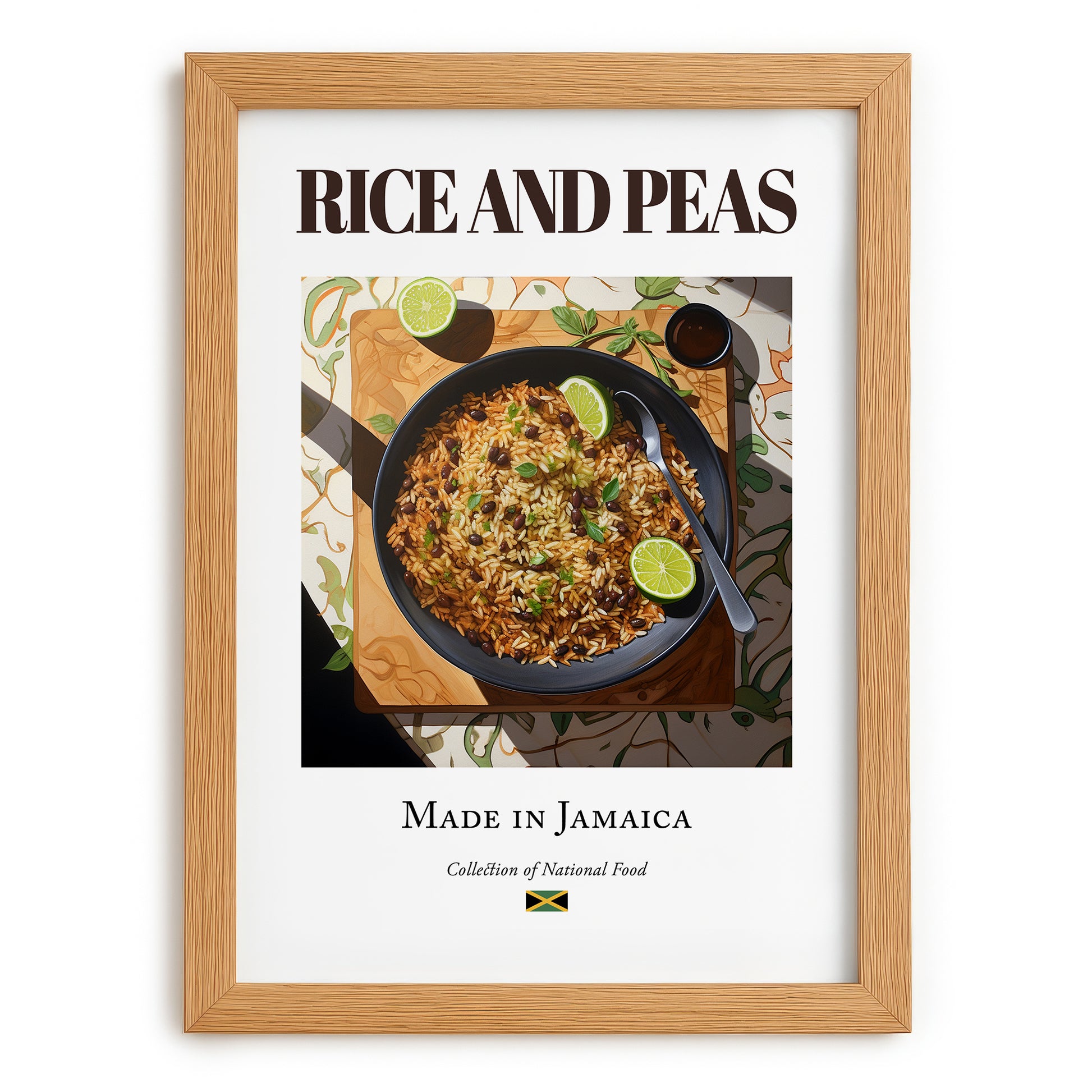 Rice and Peas – Jamaican Rice Dish, Food Bar Still Life, set in oak frame