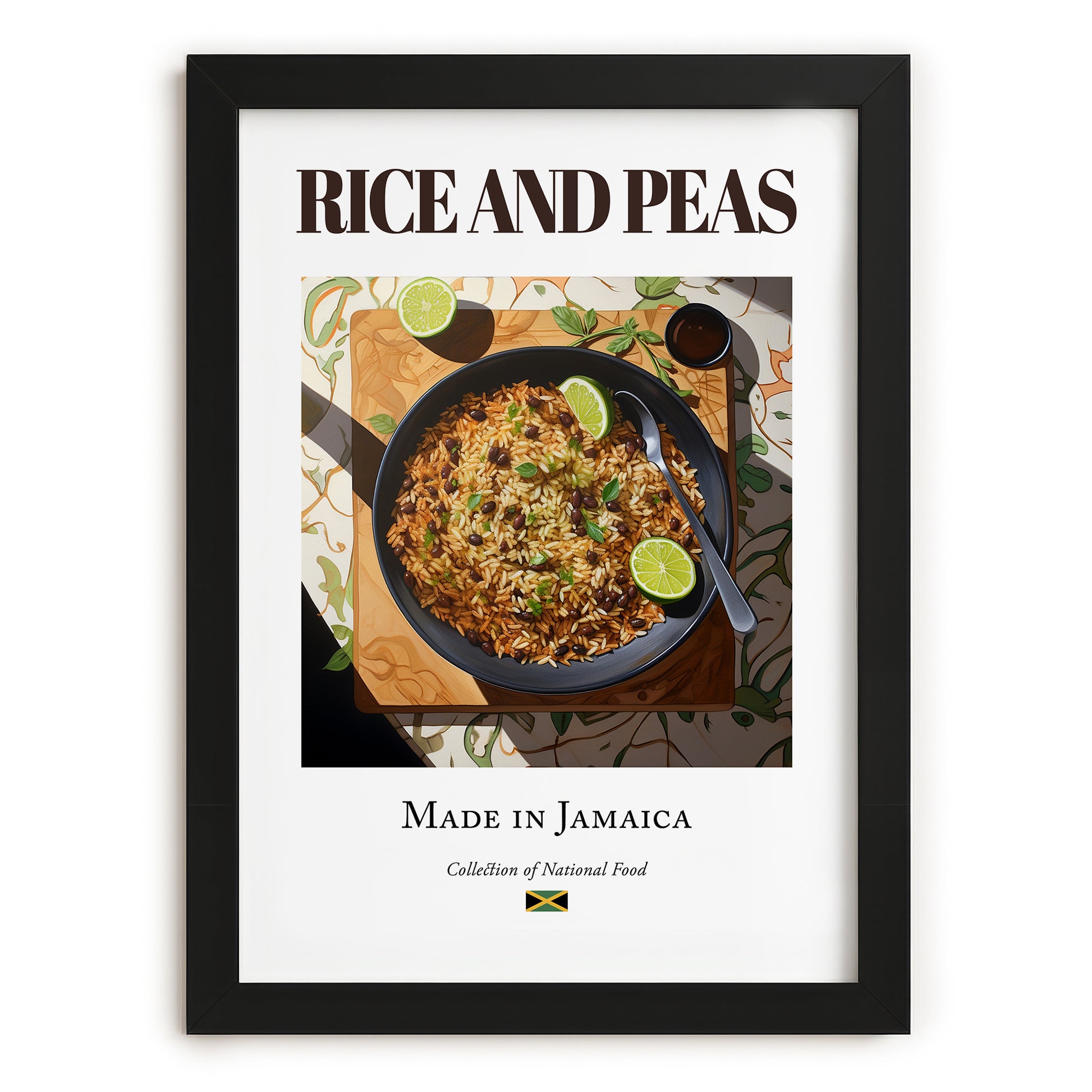Rice and Peas – Jamaican Rice Dish, Food Bar Still Life, in sleek black frame