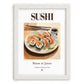 Sushi – Japanese Dish, Tavern Wall Art, placed in minimal white frame