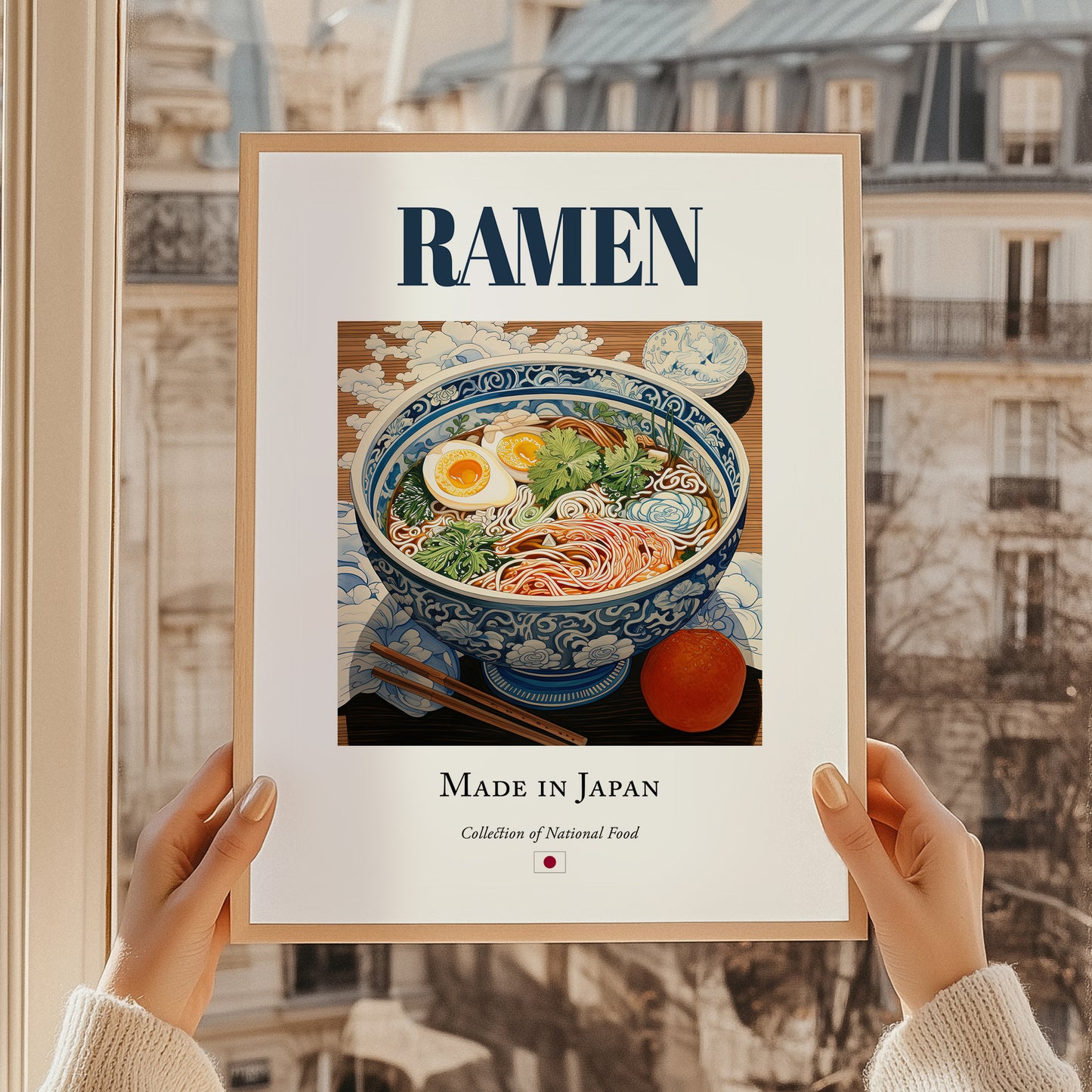 Ramen – Japanese Soup Dish, Café Wall Art, styled in a charming Paris street view