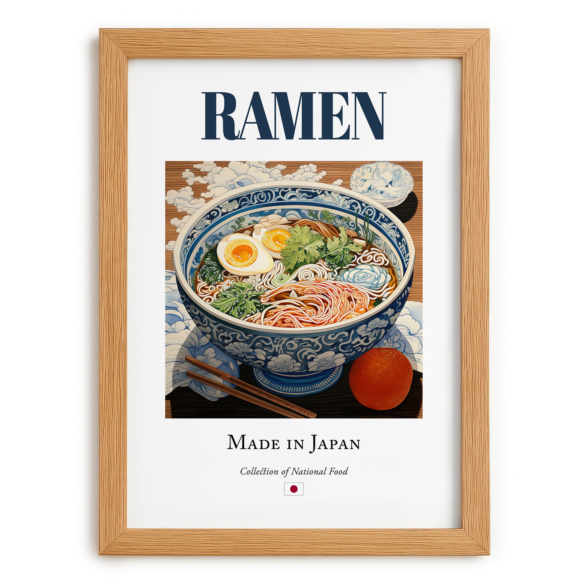 Ramen – Japanese Soup Dish, Café Wall Art, set in oak frame