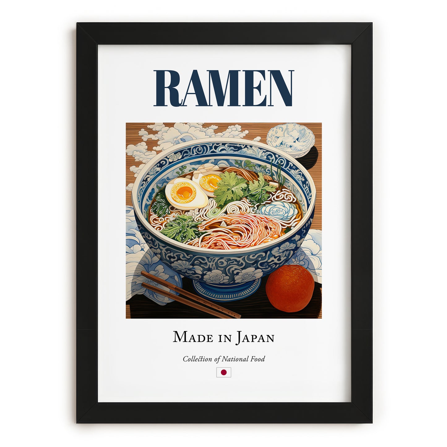 Ramen – Japanese Soup Dish, Café Wall Art, in sleek black frame