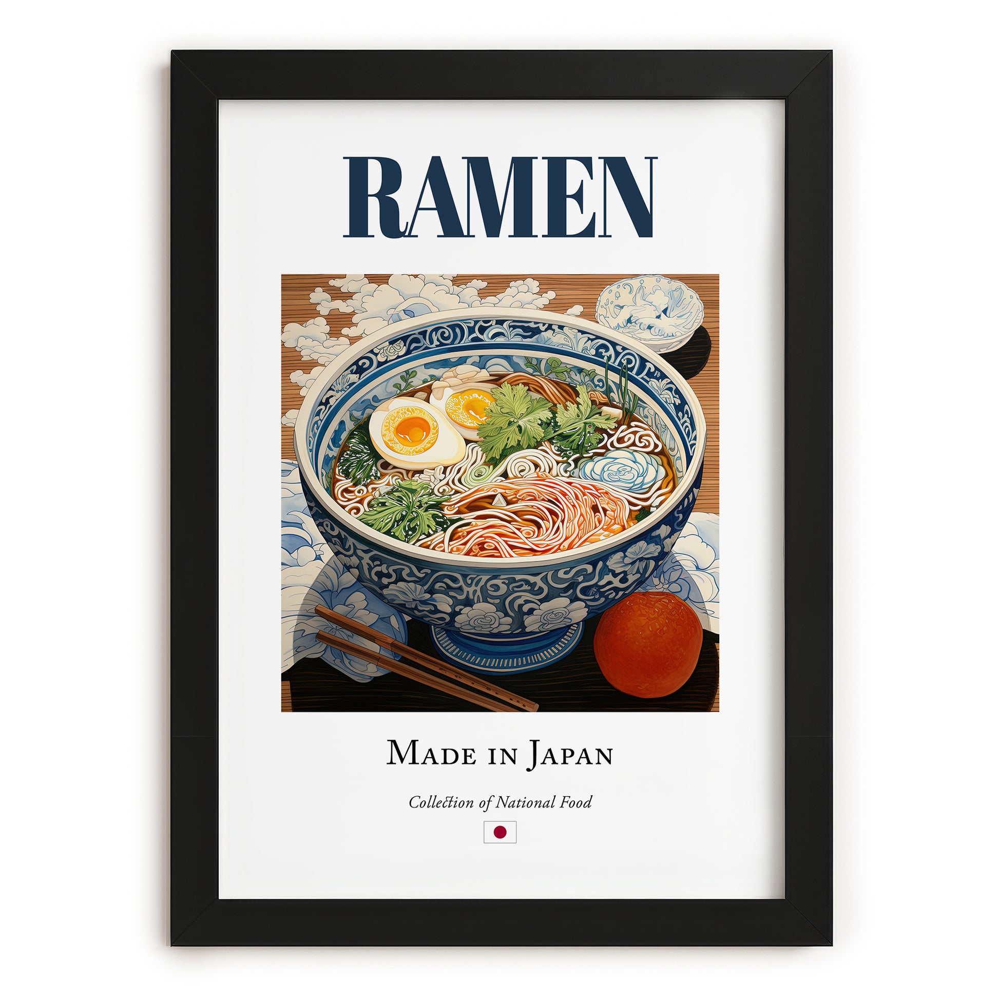 Ramen – Japanese Soup Dish, Café Wall Art, in sleek black frame
