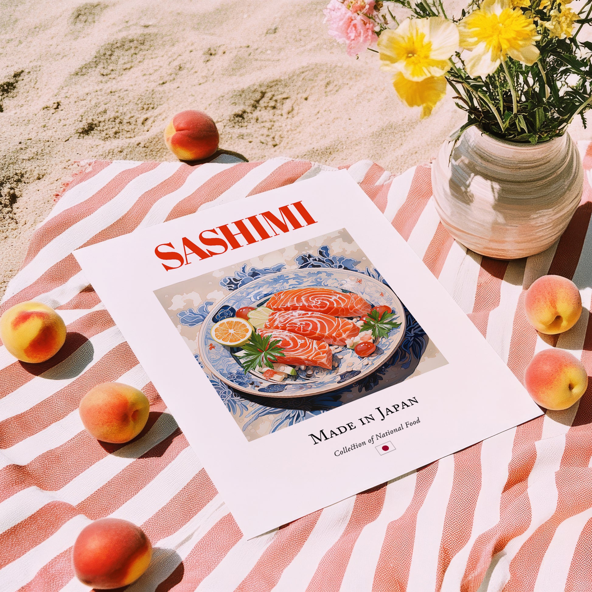 Sashimi – Japanese Dish, Restaurant Painting, unframed on coastal sand