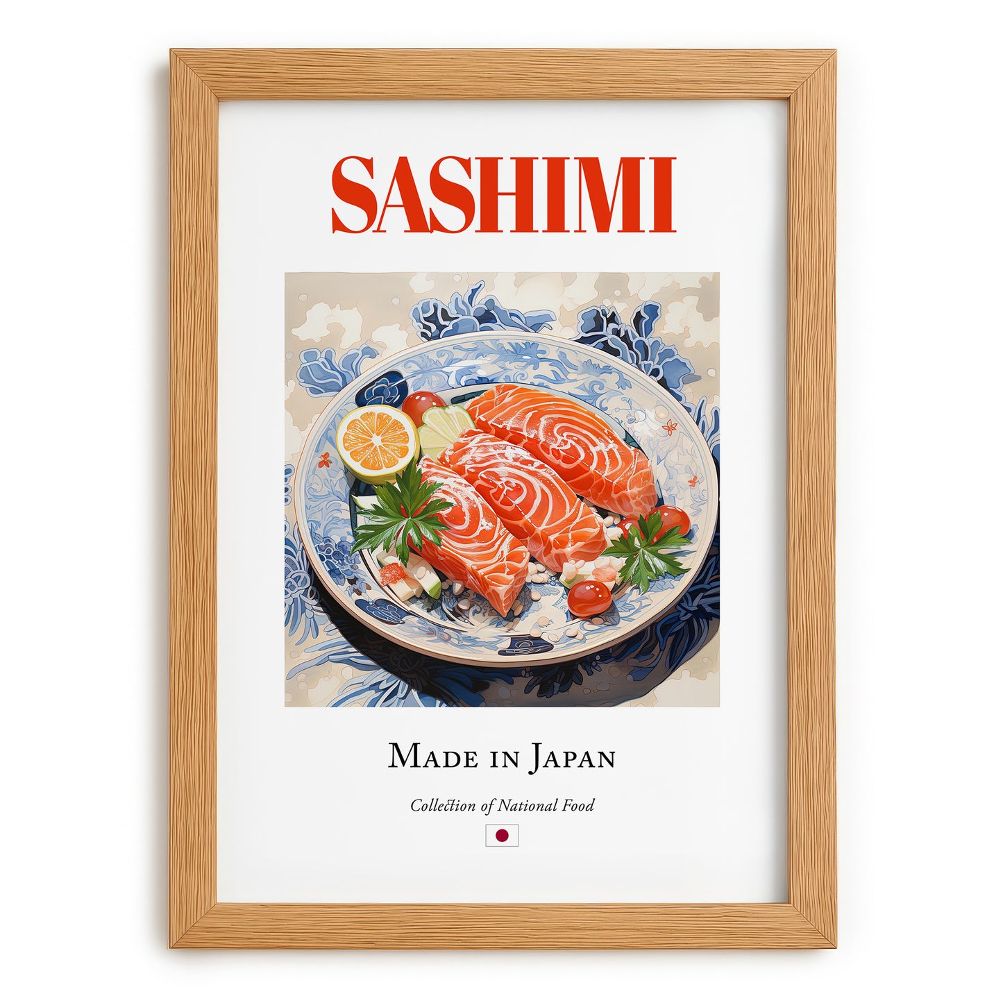 Sashimi – Japanese Dish, Restaurant Painting, set in oak frame