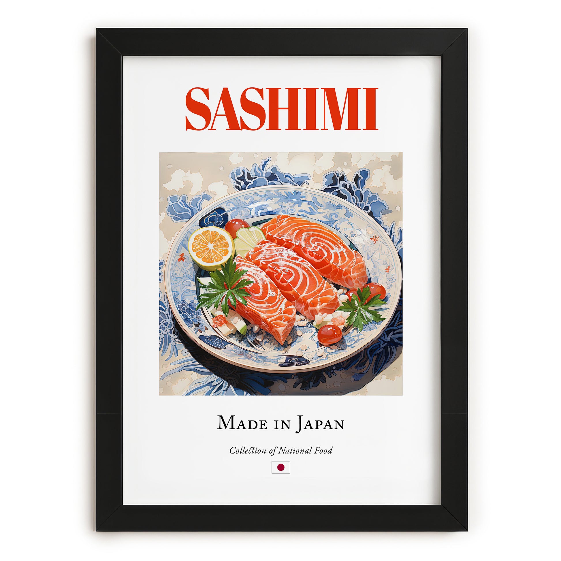 Sashimi – Japanese Dish, Restaurant Painting, in sleek black frame