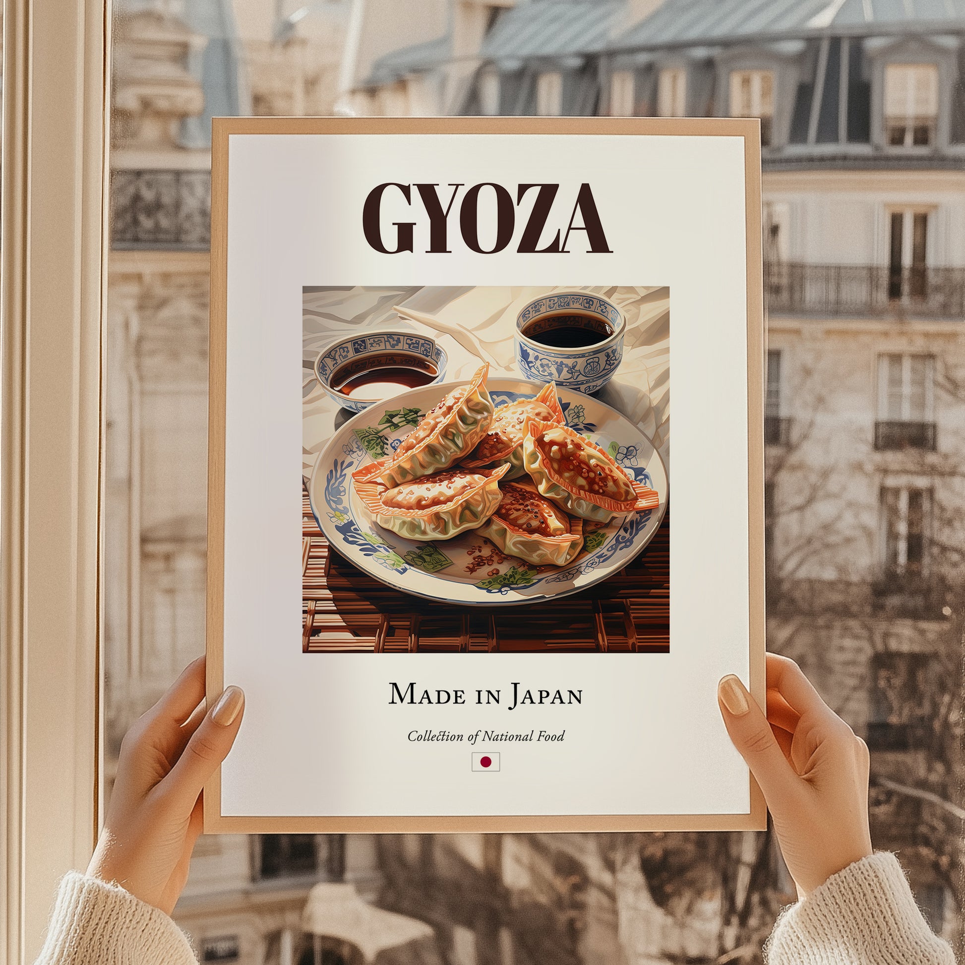 Gyoza – Japanese Dish, Bistro Painting, styled in a charming Paris street view
