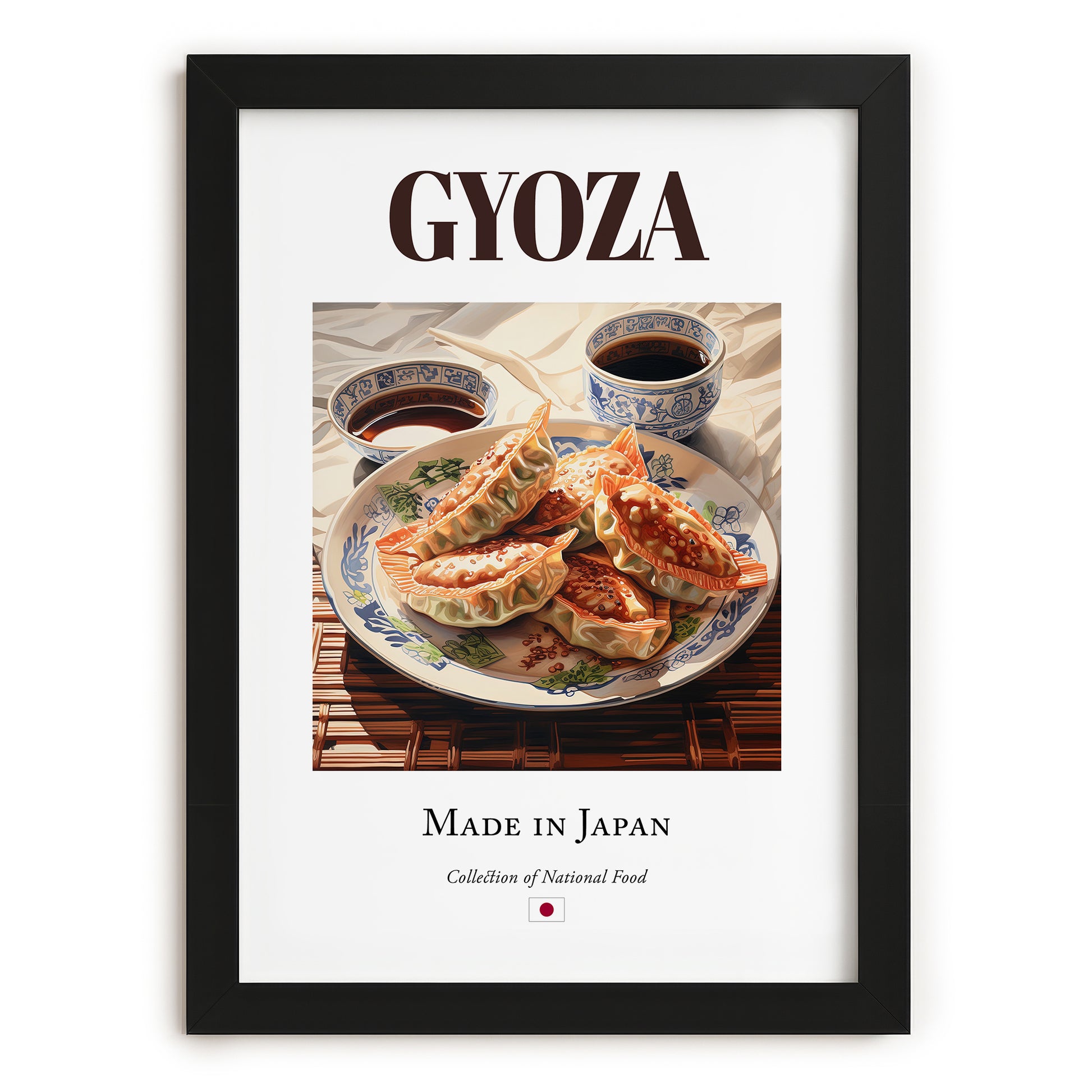 Gyoza – Japanese Dish, Bistro Painting, in sleek black frame
