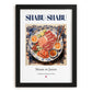Shabu-shabu – Japanese Soup Dish, Food Bar Illustration, in sleek black frame