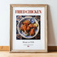 Fried Chicken – American Meat Dish, Restaurant Poster, in wooden frame leaning on the floor