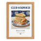 Club Sandwich – American Dish, Café Wall Decor, set in oak frame