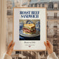 Roast Beef Sandwich – American Dish, Fine Dining Restaurant Painting, styled in a charming Paris street view
