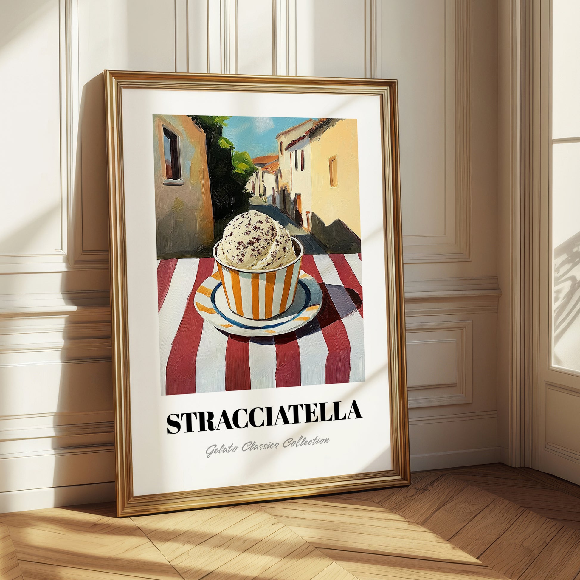Gelato Stracciatella – Italian Urban Café Scene, Gelato Wall Illustration
