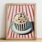 Stracciatella – on Striped Tablecloth, Gelato Wall Painting, no-text version framed in wood