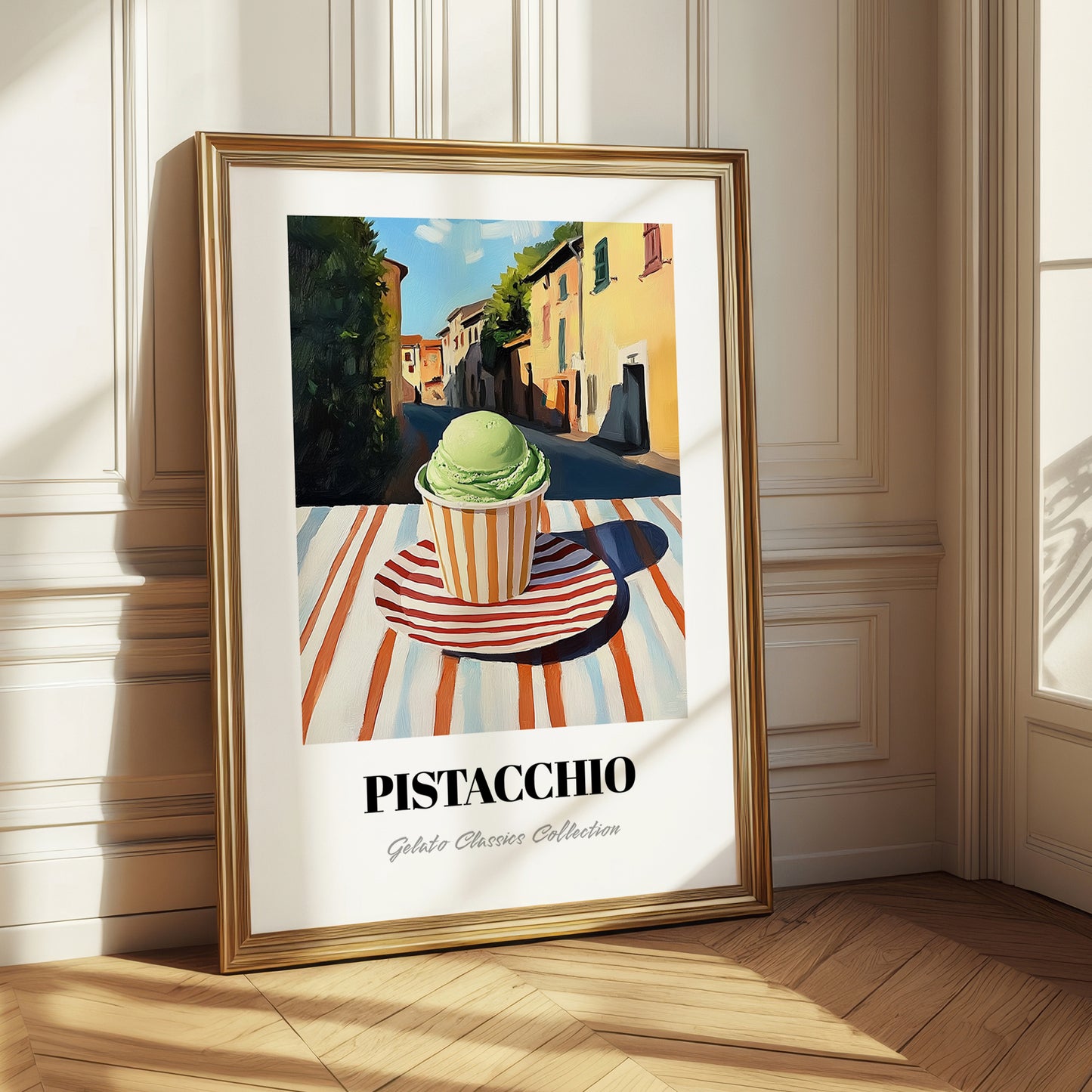 Gelato Pistacchio – Italian Urban Café Scene, Gelato Illustration