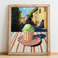 Gelato Pistacchio – Italian Urban Café Scene, Gelato Illustration, no-text version framed in wood