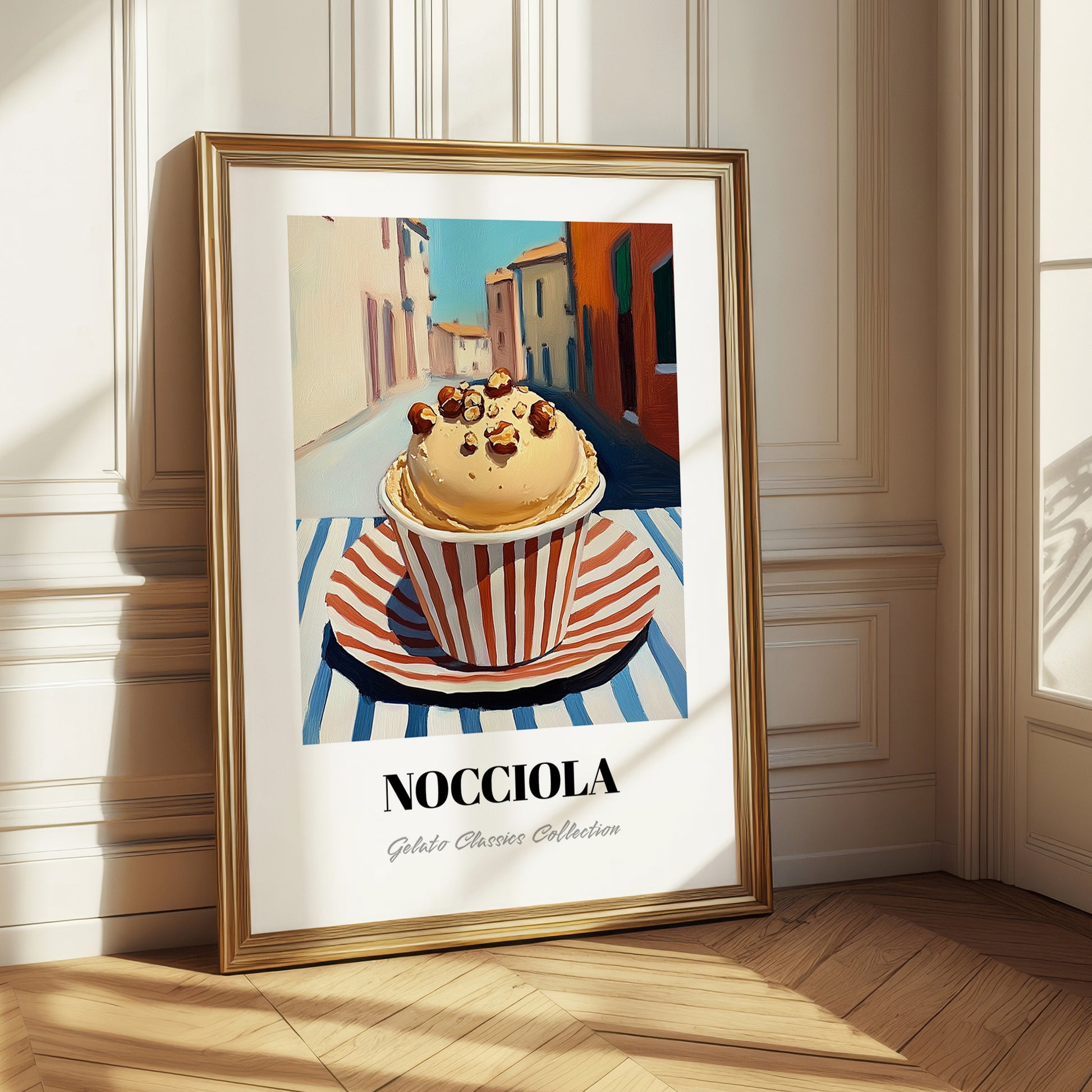 Gelato Nocciola – Italian Outdoor Café Scene, Gelato Poster