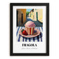 Gelato Fragola – Italian Outdoor Café Scene, Gelato Illustration, in sleek black frame