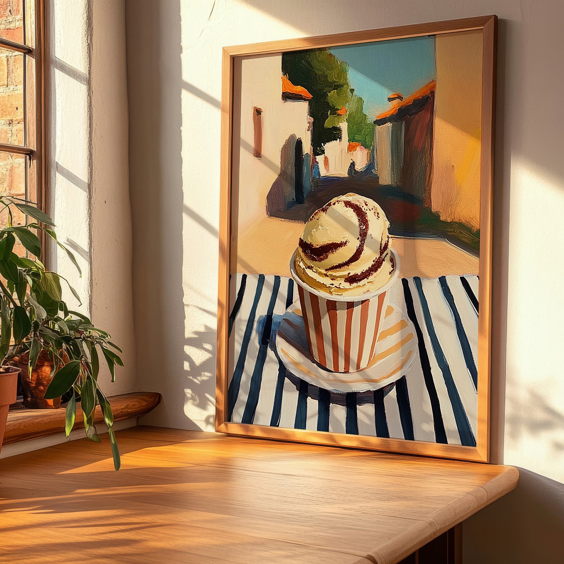 Gelato Tiramisu – Italian Urban Café Scene, Gelato Wall Painting, clean layout with no caption