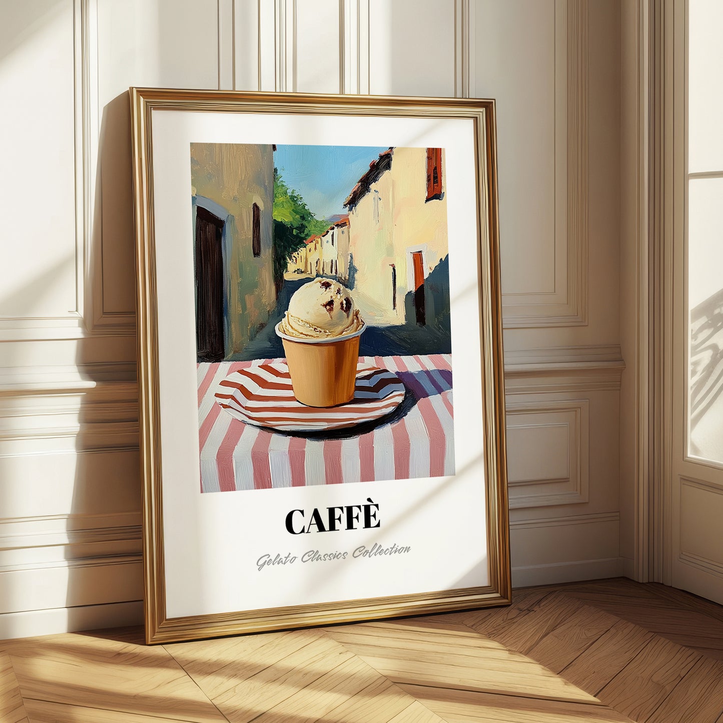Gelato Caffe – Italian Street Café Scene, Gelato Illustration