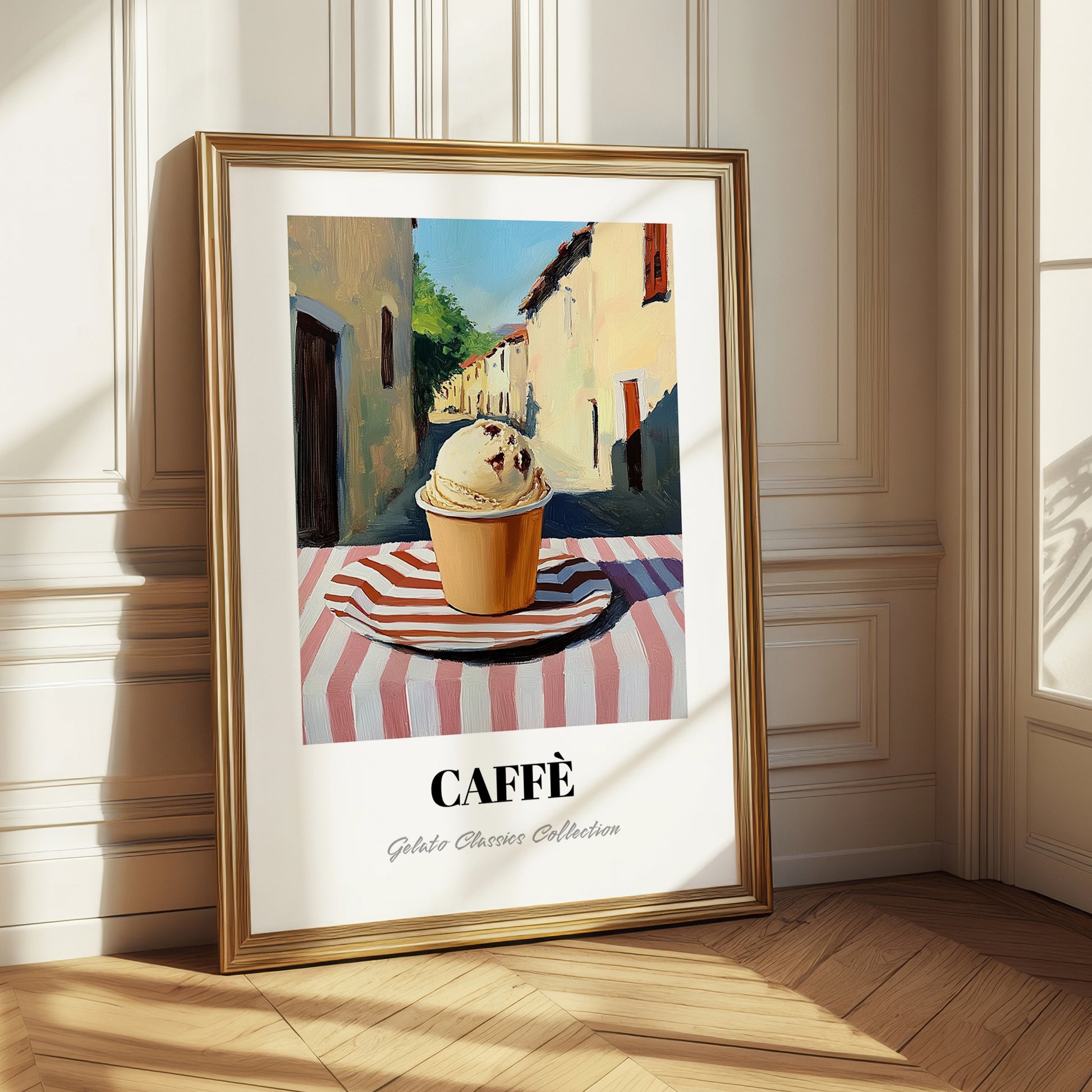 Gelato Caffe – Italian Street Café Scene, Gelato Illustration