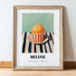 Melone – on Striped Tablecloth, Gelato Wall Decor, in wooden frame leaning on the floor