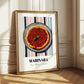 Marinara – on Striped Tablecloth, Pizza Wall Print