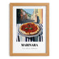 Pizza Marinara – Italian Outdoor Café Scene, Pizza Painting, set in oak frame