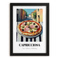Pizza Capricciosa – Italian Street Café Scene, Pizza Still Life, in sleek black frame