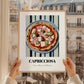 Capricciosa – on Striped Tablecloth, Pizza Wall Decor, styled in a charming Paris street view