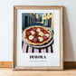 Pizza Diavola – Italian Outdoor Café Scene, Pizza Wall Decor, in wooden frame leaning on the floor