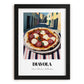 Pizza Diavola – Italian Outdoor Café Scene, Pizza Wall Decor, in sleek black frame