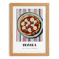 Diavola – on Striped Tablecloth, Pizza Poster, set in oak frame