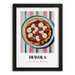Diavola – on Striped Tablecloth, Pizza Poster, in sleek black frame